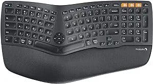 ProtoArc Wireless Ergonomic Keyboard, EK01-NL Ergo Split Keyboard with Wrist Rest, Natural Typing, Multi-Device, Bluetooth and USB Connectivity, Rechargeable, Windows/Mac/Android - Basic Version