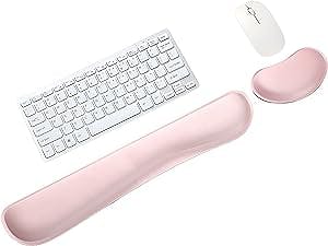 Wrist Rest,Anti-Slip Latex Memory Foam Keyboard Wrist Rest Ergonomic Wrist Pad, Comfortable Keyboard and Mouse Pad Set, Office Keyboard Gaming Wrist Rest(Light Pink)