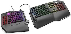Cloud Nine C989M Ergonomic Mechanical Keyboard for PC - Kailh Tactile Brown Switches - RGB Light Up LED Backlit with USB - Ergo Split Key Board with Macro