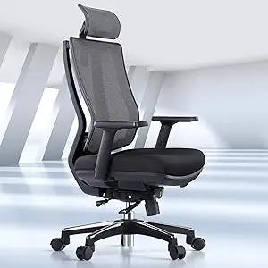 OdinLake Ergonomic Office Chair Mesh - Seat Depth Adjustable Home Office Desk Chairs High Back with Lumbar Support - Computer Swivel Task Chair with Footrest, Headrest, PU Wheels (Model: Ergo Pro 633)