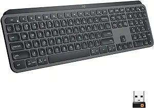 Logitech MX Keys Advanced Wireless Illuminated Keyboard, Tactile Responsive Typing, Backlighting, Bluetooth, USB-C, Apple macOS, Microsoft Windows, Linux, iOS, Android, Metal Build - Graphite