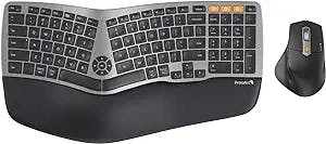 Ergonomic Wireless Keyboard Mouse, ProtoArc EKM01 Ergo Bluetooth Keyboard and Mouse Combo, Split Design, Palm Rest, Multi-Device, Rechargeable, Windows/Mac/Android - Space Gray