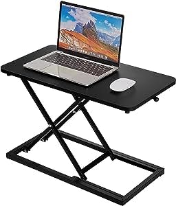 yoopin Standing Desk Converter Matte Black，Stand up Desk Riser on The Table，Adjustable Height Table top Apply for Laptop and Single Monitor Workstation Office Use.(23.6×13.7×15.7inch)