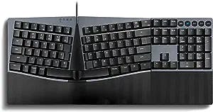 Perixx PERIBOARD-535BR Wired Ergonomic Mechanical Split Keyboard - Low-Profile Brown Tactile Switches - Programmable Feature with Macro Keys - Compatible with Windows and Mac OS X - US English, Black
