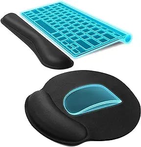 KTRIO Ergonomic Mouse Pad with Wrist Support, Comfortable Keyboard Wrist Rest, Memory Foam Wrist Pad for Keyboard, Mouse Pad Sets for Easy Typing & Pain Relief for Computer, Office & Home, Black
