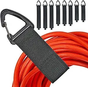 Extension Cord Organizer(8 Pack), Extension Cord Holder for Garage Organization and Storage, Heavy Duty Storage Straps for Cables, Hoses and Ropes, with Triangle Buckle for Hanging, Design Patent