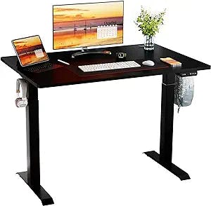 Meilocar Height Adjustable Electric Standing Desk, Sit Stand Computer Desk w/Memory Controller, Home Office Workstation Stand up Desk w/Splice Board, 48" x 24" Splice Board (Black Top + Black Frame)
