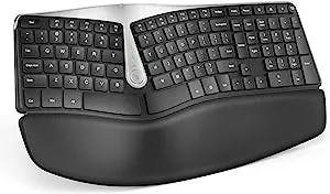 Nulea Wireless Ergonomic Keyboard, 2.4G Split Keyboard with Cushioned Wrist and Palm Support, Arched Keyboard Design for Natural Typing, Compatible with Windows/Mac