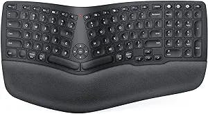 NIXIUKOL Wireless Ergonomic Keyboard, Rechargeable Ergonomic Split Keyboard with Pillowed Wrist Rest for Natural Typing, Multi-Device (BT1+BT2+2.4G) Ergonomic Keyboard for Windows/Mac OS/Android