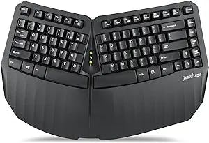 Perixx PERIBOARD-613B Compact Wireless Ergonomic Split Keyboard with Dual 2.4G and Bluetooth Mode - Compatible with Windows 10 and Mac OS X System - Black - US English (11804)