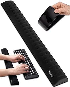 i-Rocks Memory Foam Keyboard Wrist Rest - Pain-Reducing Wrist Rest for Computer Keyboard - Non-Slip Rubber Base Wrist Rest - Cooling Keyboard Pad for Long Hours of Work, Studying, Gaming