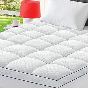 BedLuxury Mattress Topper California King Size Extra Thick Cooling Mattress Pad Cover for Back Pain Breathable Quilted Pillow with 8-21 Inch Deep Pocket - White