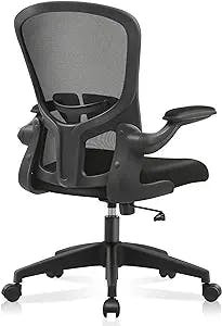 FelixKing Office Chair, Ergonomic Desk Chair with Adjustable Height, Swivel Computer Mesh Chair with Lumbar Support and Flip-up Arms, Backrest with Breathable Mesh (Black)