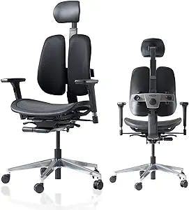 Duorest [Dual-Backrests] Alpha - Ergonomic Office Chair, Best Office Chairs for Long Hours, Best Office Chair for Lower Back Pain, Chair Good for Back, Ergonomic Office Chair Lumbar Support (Black)