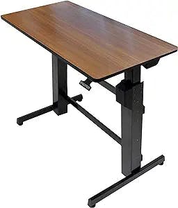 Ergotron – WorkFit-D Standing Desk, Height Adjustable Sit Stand Ergonomic Desk – Walnut