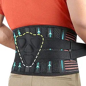 Hameio Back Brace For Lower Back Pain With 4 Stays-Lumbar Support For Heavy Lifting Men Women-Breathable Waist Support Relief Sciatica,Herniated Disc,L
