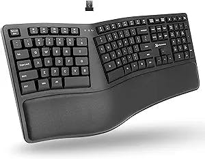 X9 Performance Ergonomic Keyboard Wireless - Your Comfort Matters - Full Size Rechargeable 2.4G Ergonomic Wireless Keyboard with Wrist Rest - 110 Key Split Ergo Computer Keyboard for PC | Chrome