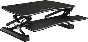 Lorell Sit-to-stand Gas Lift Desk Riser, Black 19.5 x 35.5 x 23.3