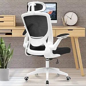 KERDOM Ergonomic Office Chair, Breathable Mesh Desk Chair, Lumbar Support Computer Chair with Headrest and Flip-up Arms, Swivel Task Chair, Adjustable Height Gaming Chair