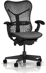 Mirra Chair by Herman Miller: Fully Featured w/Forward Tilt - Adjustable Arms - FlexFront Seat - Tilt Limiter - Lumbar Support - Hard Floor Casters - Graphite Frame/Graphite Seat