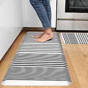 KOKHUB Kitchen Mat and Kitchen Rugs 2 PCS, Cushioned 1/2 Inch Thick Anti Fatigue Waterproof Mat, Comfort Standing Desk Mat, Kitchen Floor Mat with Non-Skid & Washable for Home, Office, Sink-Black
