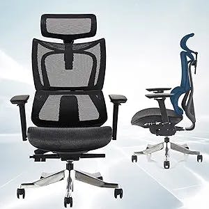 BROBRIYO Office Desk Chair - Ergonomic Computer Chair with Adjustable 4D Armrest & 3D Lumbar Support, High Back Computer Chair Without Foot Rest, Black