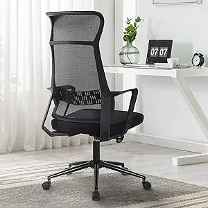 Flysky Ergonomic Mesh Office Chair, High Back Office Desk Chair, Comfy Computer Chair with Lumbar Support and Armrests, Adjustable Height Swivel Task Chair, Executive Office Chair
