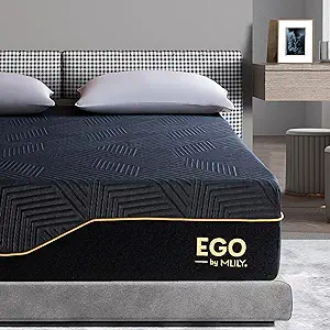 EGOHOME 14 Inch King Memory Foam Mattress for Back Pain, Cooling Gel Mattress Bed in a Box, Made in USA, CertiPUR-US Certified, Therapeutic Medium Mattress, 76”x80”x14”, Black