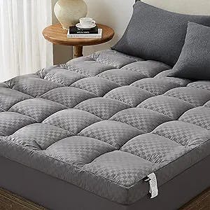 TopTopper Mattress Topper King Size, Cooling Mattress Pad Cover for Hot Sleepers, Extra Thick 5D Snow Down Alternative Overfilled Plush Pillow Top with 8-21 Inch Deep Pocket -78"x80" Dark Grey