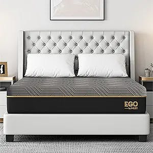 EGOHOME 12 Inch Queen Copper Gel Memory Foam Mattress, Therapeutic Mattress for Back Pain Relief, Cooling Gel Double Mattress Bed in a Box, Made in USA, CertiPUR-US Certified, 60”x80”x12”, Black